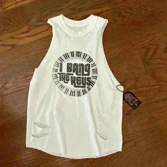 Mamie Ruth I Bang The Keys Tank Band Wife Piano Keyboard wifey Size Small NWT - Picture 14 of 14